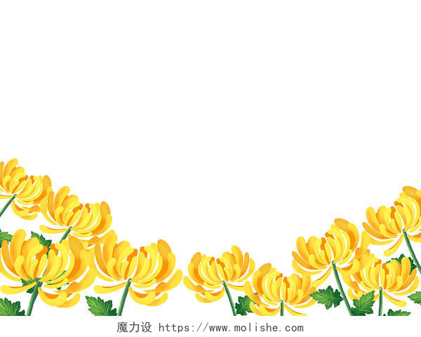 黄色手绘卡通菊花重阳节菊花植物元素PNG素材